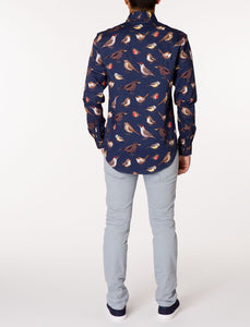 WALT Bird Print Long Sleeve Woven Shirt